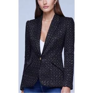 L'AGENCE Black tweed Sequin Chamberlain  Blazer size 2 $795 retail